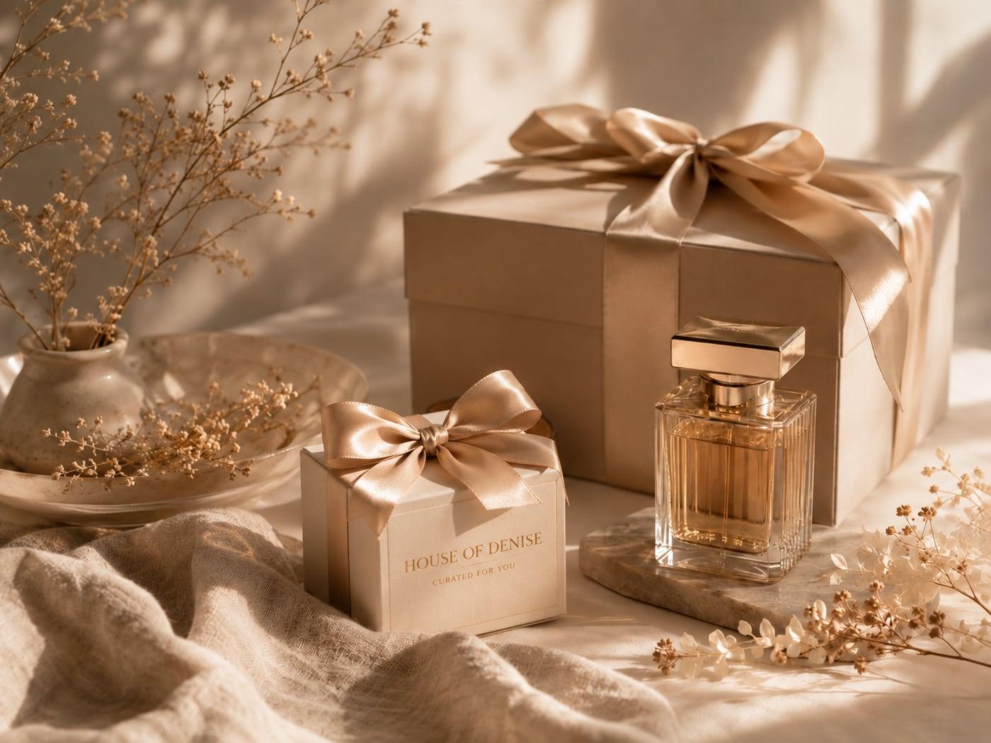 House of Denise gift box with perfume and dried florals